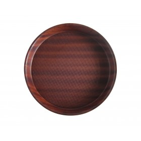 Mahogany Round Wood Tray Non-Slip